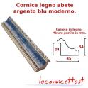 Cornice argento blu in legno abete adatta per tele, opere spessore alto