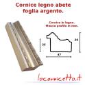 Cornice foglia argento su legno abete spessore profilo indicato per tele