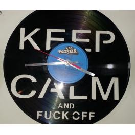 Keep Calm and fuck off disco in vinile orologio da parete