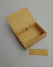 Scatole portacarte in legno naturale grezzo 2 mazzi divisorio aperta