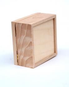 Scatola Porta-Mattonella 10x10 cm in legno naturale grezzo Venature Naturali laterale