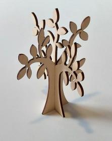 Albero in legno stilizzato foglie ulivo colore naturale per arredo h 40 Cm