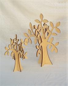Albero in legno stilizzato foglie ulivo colore naturale per arredo h 30 e 40 cm. Laboratorio Artigianale lacornicetta.it