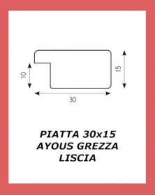 Cornice in legno ayous piatta liscia grezza profilo 30x15 mm