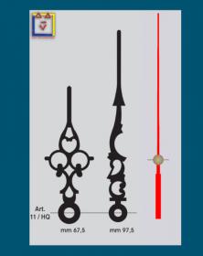 HQ-11 Tris lancette stile barocco lunghe per orologio parete tavolo secondi rossa. By lacornicetta